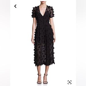 Alice McCall Flower Appliqué Sheer Black Midi Dress
